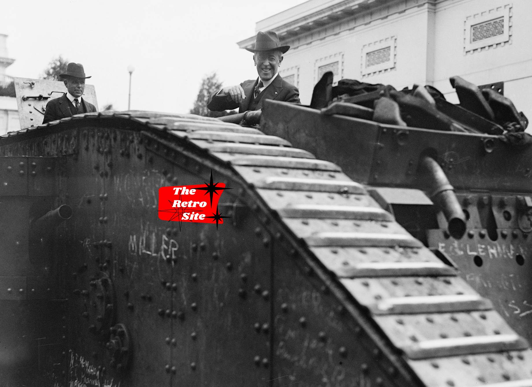 President Wilson Burns Hand On Tank